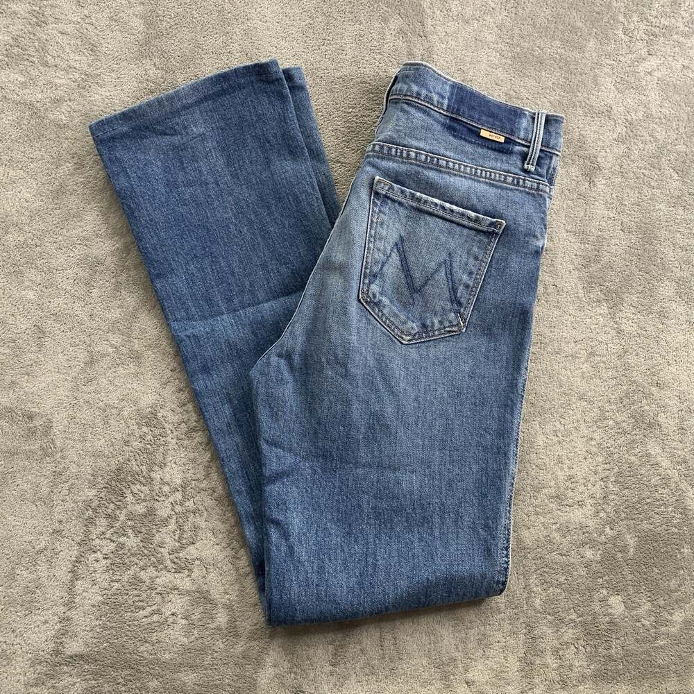 MOTHER High Waist Smokin Double Heel Jeans Womens 29 Beyond The Sky Blue Flare